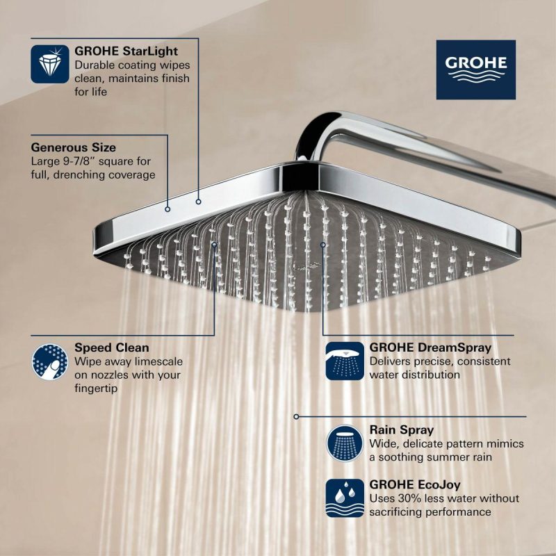 Hand Showers | 250 1.75 GPM Single Function Rain Shower Head with DreamSpray Technology Hand Showers Hand Showers