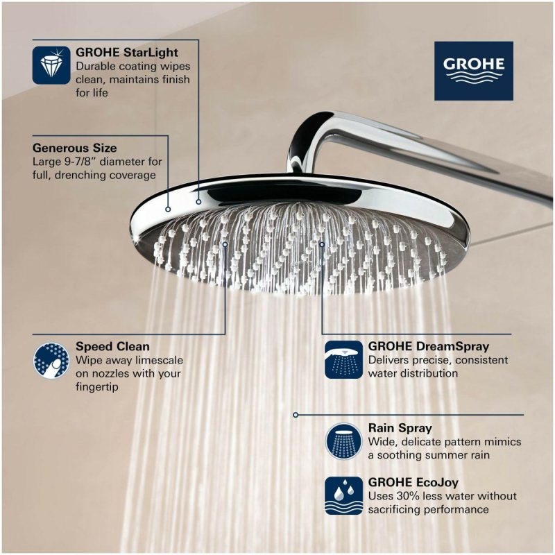 Hand Showers | 250 1.75 GPM Single Function Rain Shower Head with DreamSpray Technology Hand Showers Hand Showers