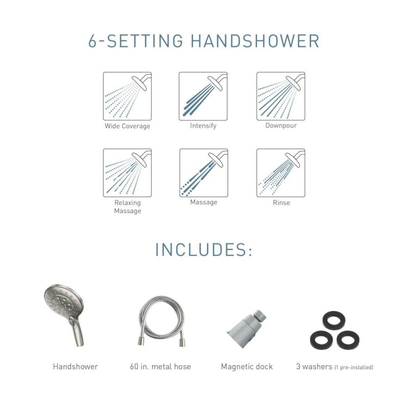 Hand Showers | Engage 2.5 GPM Multi Function Hand Shower Package with Magnetix Technology Hand Showers Atte Black/Spot Resist Brushed Nicke