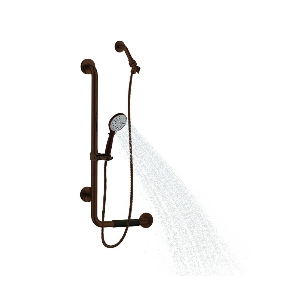 Hand Showers | Ergo 2.5 GPM Multi-Function Handshower with Ergonomic Left-Handed Grab Bar – Less Valve and Trim Hand Showers Hand Showers