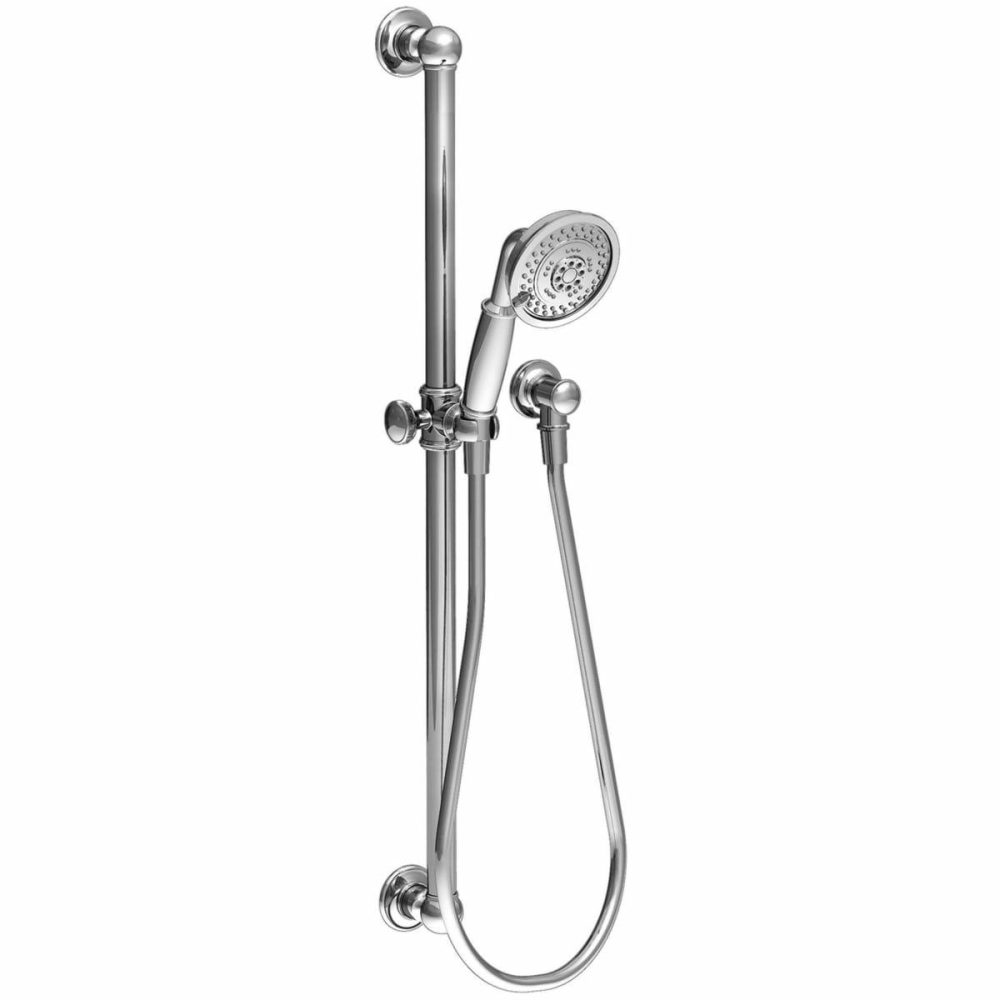 Shower Arms | Ithaca Multi-Function Hand Shower Package with Slide Bar, Hose and Wall Supply Included Shower Accessories Polished Chrom