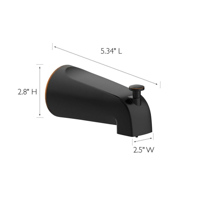 Shower Arms | Wall Mounted Tub Spout with Threaded Connection and Integrated Diverter Shower Accessories Olished Chrom