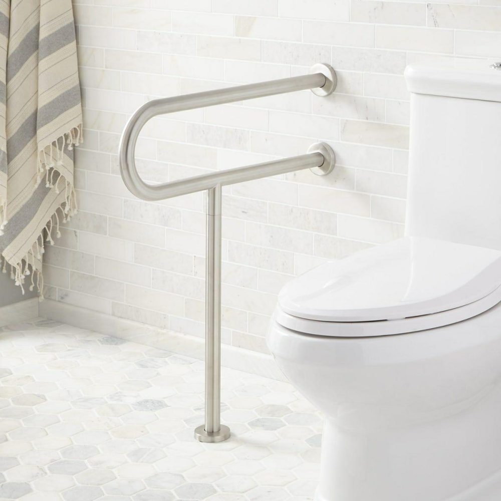 Shower Grab Bars | Pickens 24″ U-Shaped Grab Bar with Leg Support Shower Accessories Rushed Stainless Stee