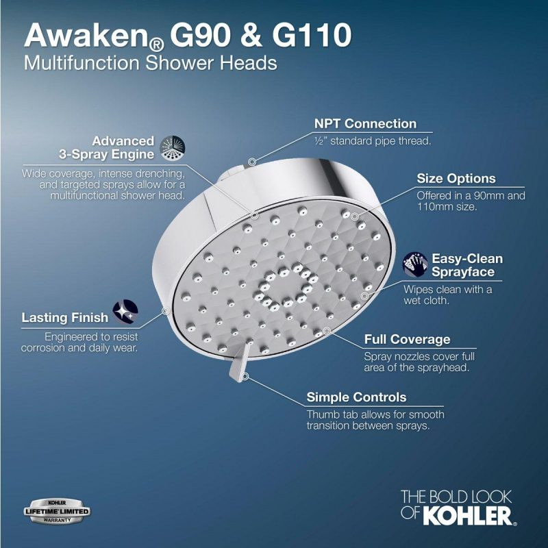 Shower Heads | 1.5 GPM Multi Function Shower Head with MasterClean Sprayface Technology Shower Accessories Atte Black/Oil-Rubbed Bronze/Polished Chrome/Vibrant Brushed Moderne Brass/Vibrant Brushed Nicke