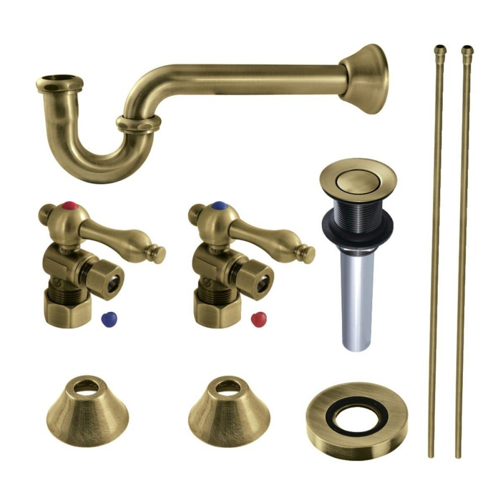 Trim Kits | 9 Piece Sink Trim Kit with P-Trap and Drain Shower Accessories Rushed Brass/Oil Rubbed Bronze/Polished Brass/Polished Nicke