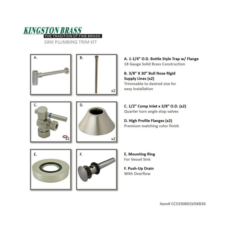 Trim Kits | Modern Plumbing Sink Trim Kit with Bottle Trap and Overflow Drain Shower Accessories Rushed Nicke