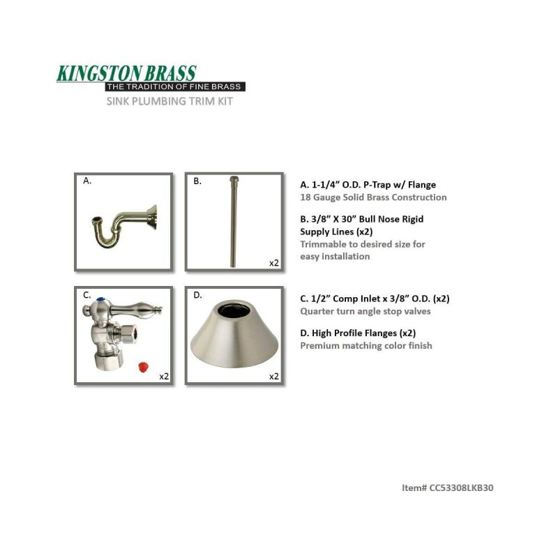 Trim Kits | Traditional Plumbing Sink Trim Kit with P-Trap Shower Accessories Rushed Nicke