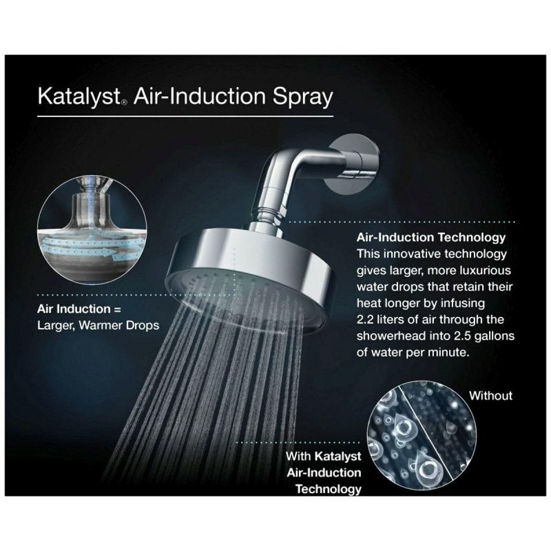 Tub Spouts | 1.75 GPM Single Function Shower Head with MasterClean Sprayface and Katalyst Air-Induction Technology Shower Accessories Olished Chrome/Vibrant Brushed Nicke