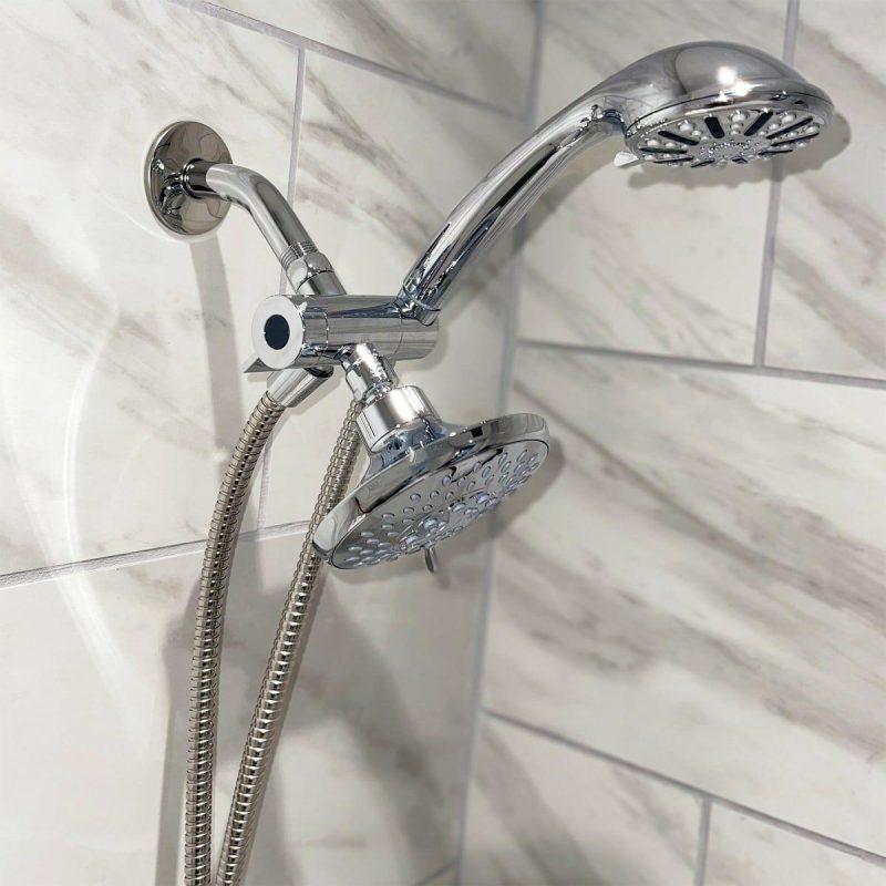 Tub Spouts | 3 Function Shower Arm Diverter with Hose and Integrated Hand Shower Holder Shower Accessories Olished Chrom