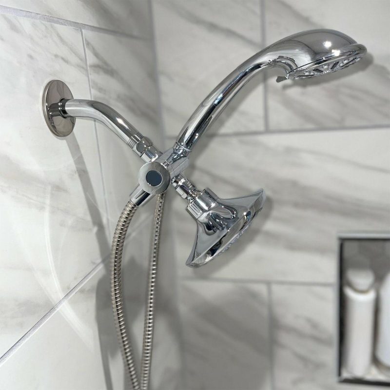 Tub Spouts | 3 Function Shower Arm Diverter with Hose and Integrated Hand Shower Holder Shower Accessories Olished Chrom