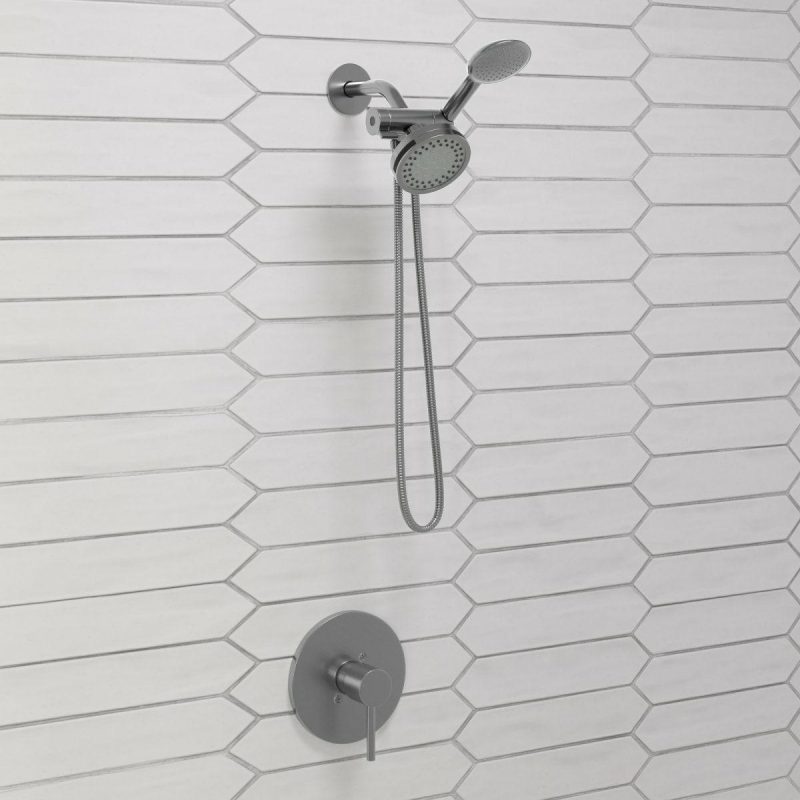 Tub Spouts | 3 Function Shower Arm Diverter with Hose and Integrated Hand Shower Holder Shower Accessories Olished Chrom