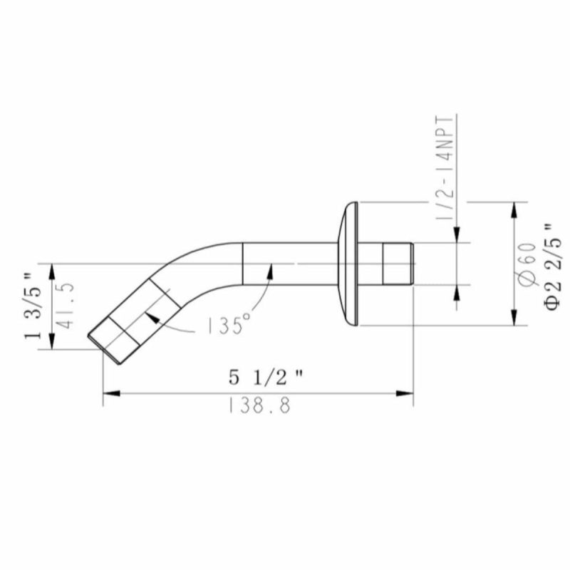 Tub Spouts | 5-1/2″ Shower Arm with 2-2/5″ Flange – Less Showerhead Shower Accessories Atin Nicke