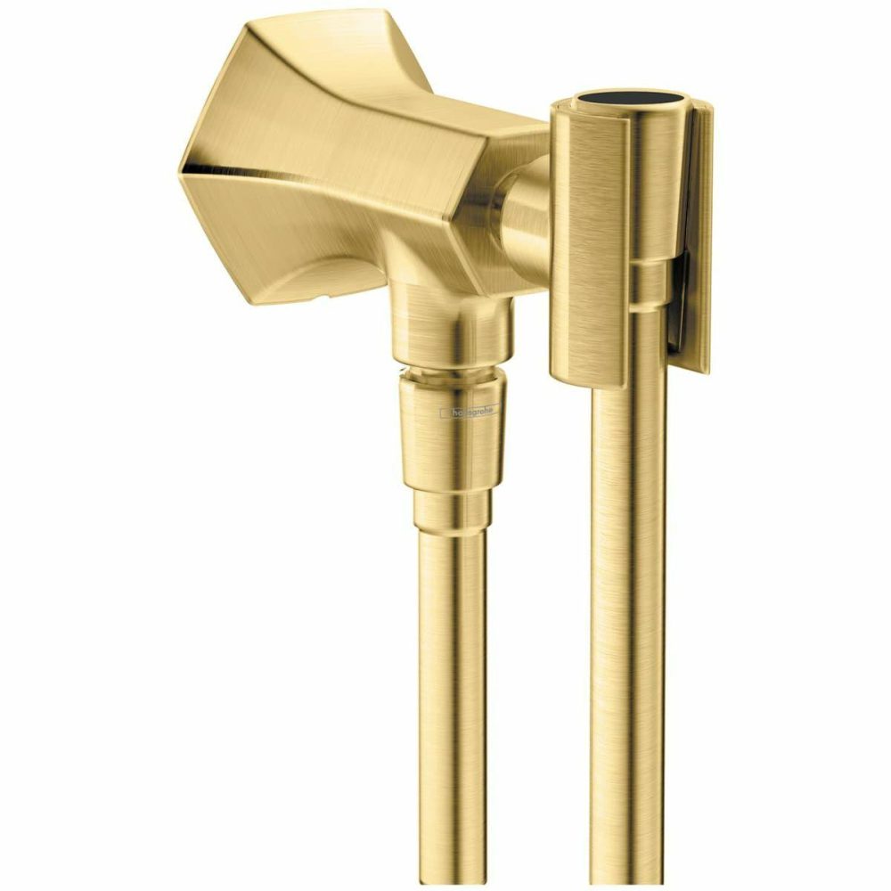 Wall Supply Elbows | Wall Mounted Hand Shower Holder with Integrated Wall Elbow – Includes Hose Shower Accessories Rushed Gold Optic/Brushed Nickel/Chrome/Matte Black/Polished Nicke